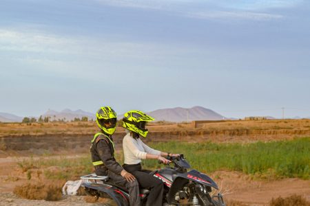 Quad biking Marrakech through the Palmeraie desert with stunning views and adventure-filled trails